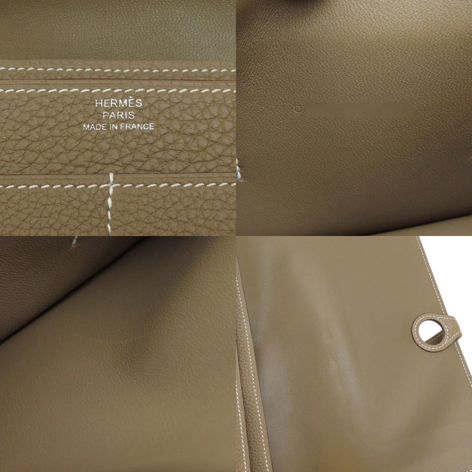 Hermes Dogon GM Etoupe Silver Metal Fittings Long Wallet