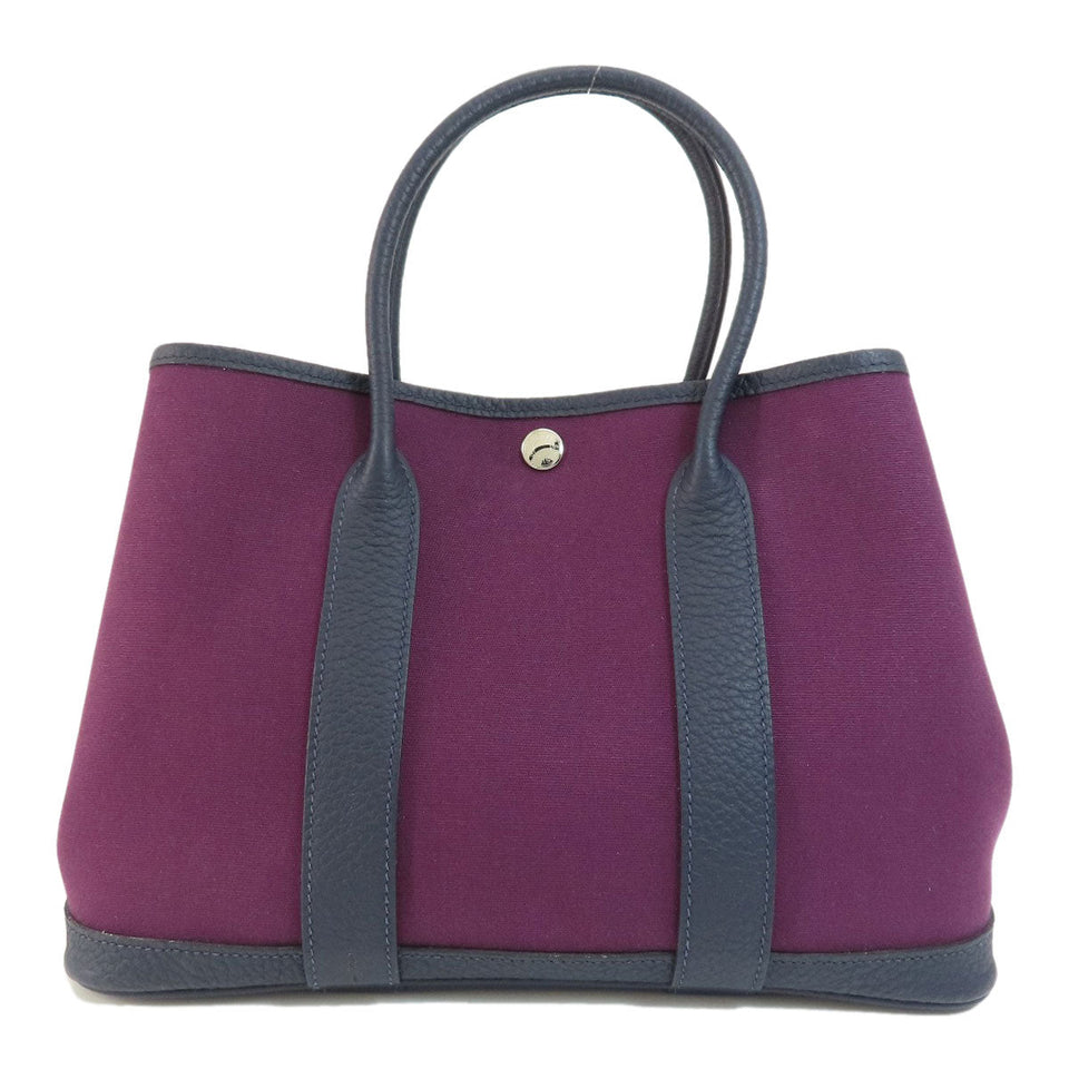 Hermes Handbag canvas purple Garden Party TPM Purple SilverMetal Women