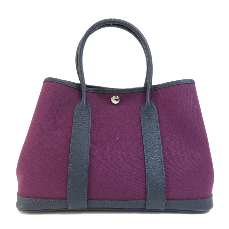Hermes Handbag canvas purple Garden Party TPM Purple SilverMetal Women
