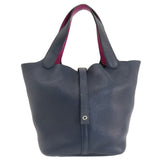 Hermes Handbag Taurillon Clemence blue Picotin Lock Eclat MM Blue Nuit Rose Purple SilverMetal Women