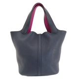 Hermes Handbag Taurillon Clemence blue Picotin Lock Eclat MM Blue Nuit Rose Purple SilverMetal Women