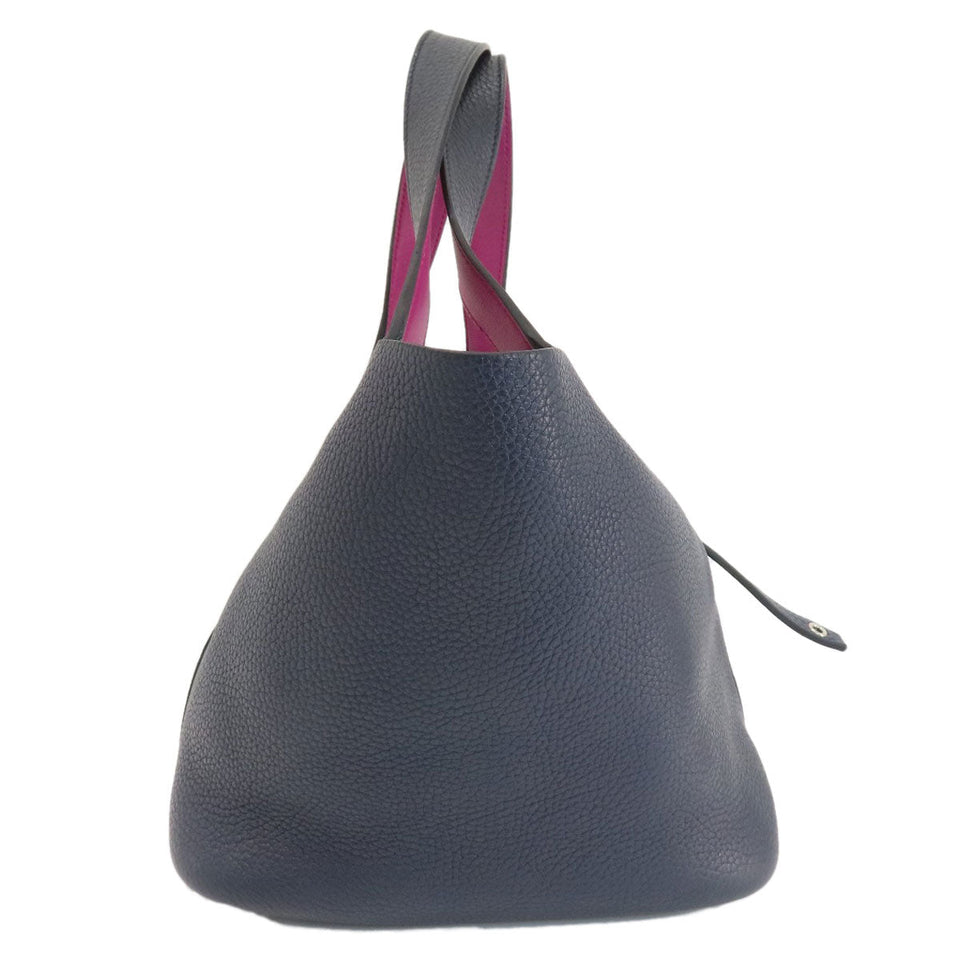Hermes Handbag Taurillon Clemence blue Picotin Lock Eclat MM Blue Nuit Rose Purple SilverMetal Women