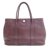 Hermes Handbag Taurillon Clemence Red Garden Party TPM Bordeaux SilverMetal Women