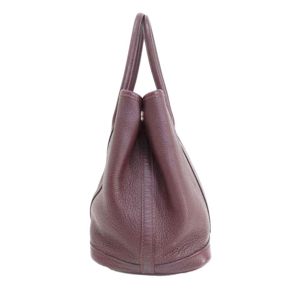 Hermes Handbag Taurillon Clemence Red Garden Party TPM Bordeaux SilverMetal Women