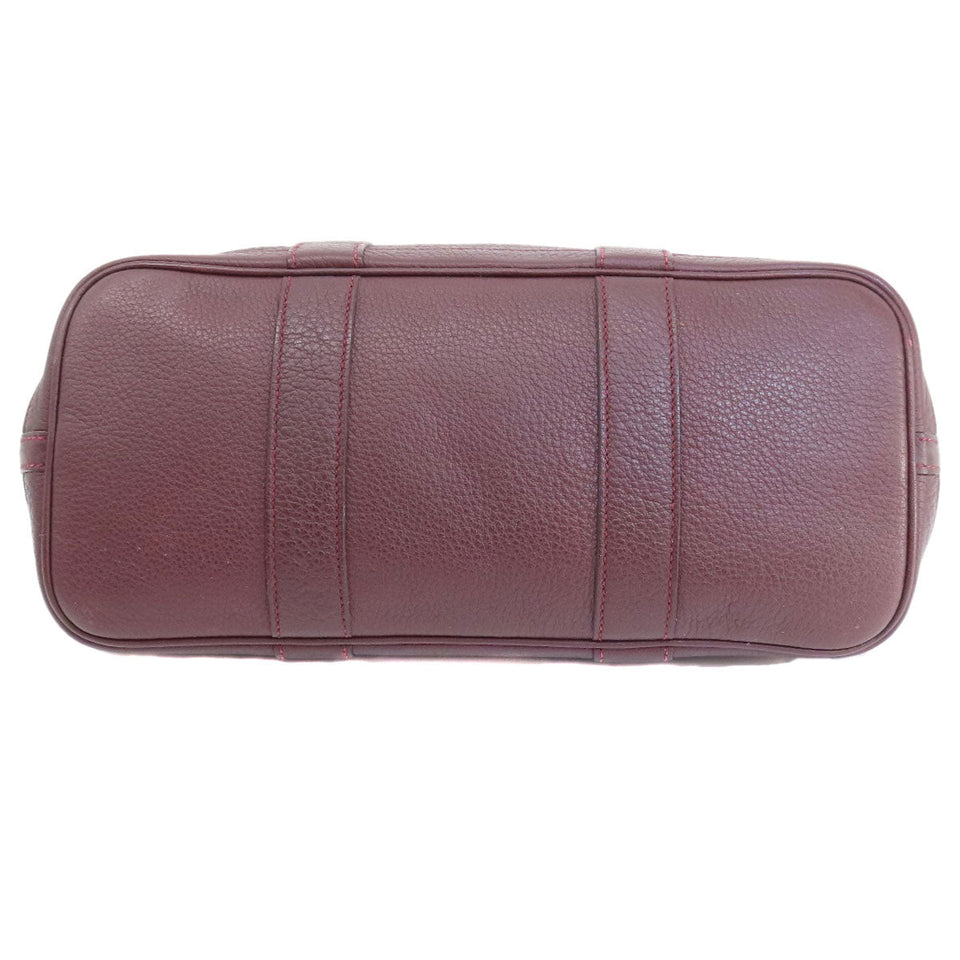 Hermes Handbag Taurillon Clemence Red Garden Party TPM Bordeaux SilverMetal Women