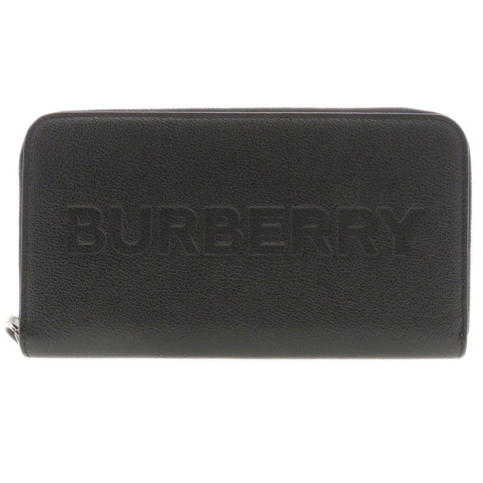 Burberry Long Wallet Purse leather black Logo motif mens(Unisex)