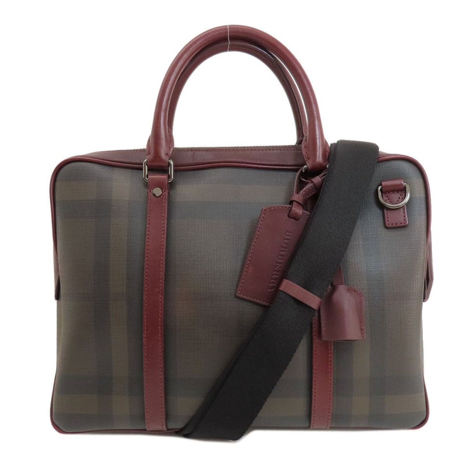 Burberry Handbag PVC Brown Check Pattern 2WAY