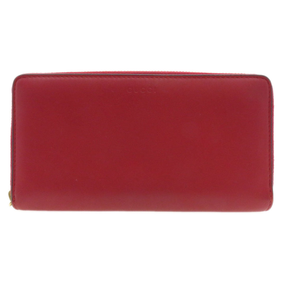 Gucci Long Wallet Purse 453158 Calfskin Red Bamboo