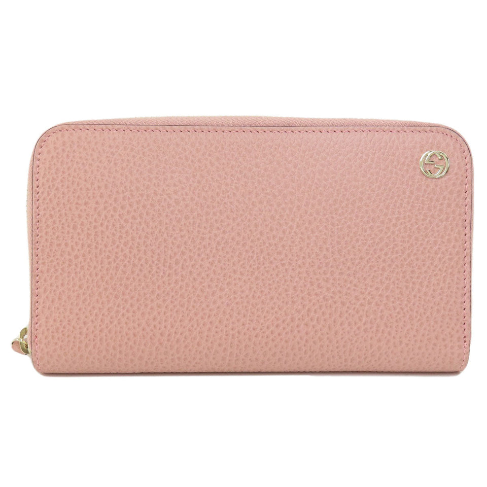 Gucci Long Wallet Purse 449347 leather pink Interlocking G outlet