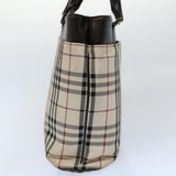 Luxury Burberry Nova Check Tote Bag Nylon Canvas Beige Auth 56349