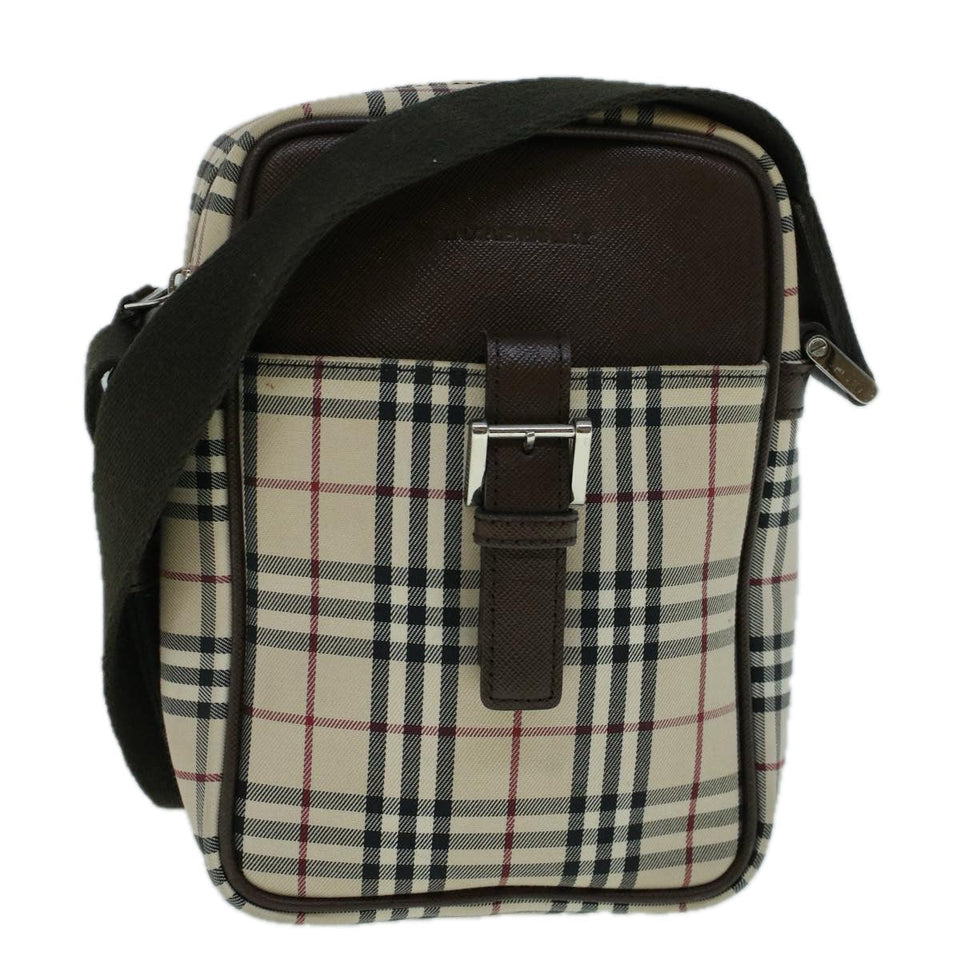 Luxury Burberry Nova Check Shoulder Bag Canvas Beige Brown Auth 56460