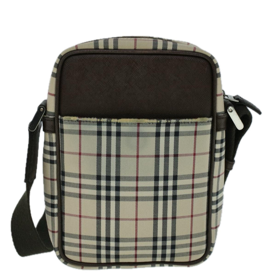 Luxury Burberry Nova Check Shoulder Bag Canvas Beige Brown Auth 56460