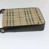 Luxury BurberrySs Nova Check Shoulder Bag PVC Leather Beige Black Auth 56484