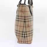 Luxury Burberry Nova Check Tote Bag PVC Leather Beige Auth 56575
