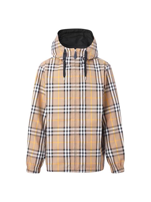Luxury Burberry Vintage Check Reversible Hooded Jacket Beige