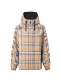Luxury Burberry Vintage Check Reversible Hooded Jacket Beige