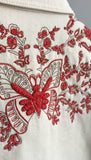 Dior Ivory Denim Jacket with Coral Butterfly Bead Detail - FR38 / 6