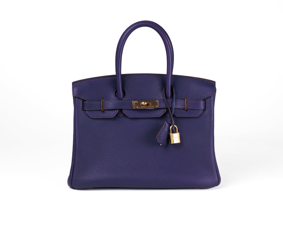 Hermes 30cm Iris Clemence Birkin w/ Gold Hardware