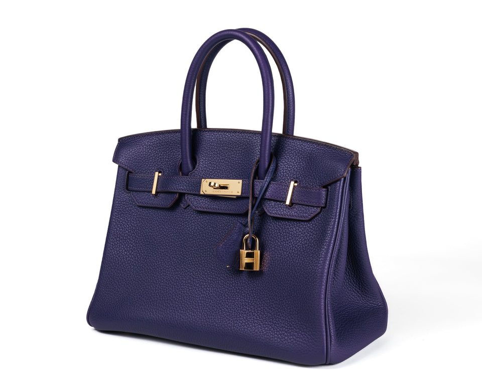 Hermes 30cm Iris Clemence Birkin w/ Gold Hardware