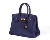 Hermes 30cm Iris Clemence Birkin w/ Gold Hardware