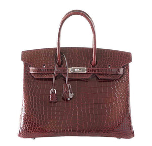 HermesBirkin 35 Bordeaux Porosus Crocodile Bag