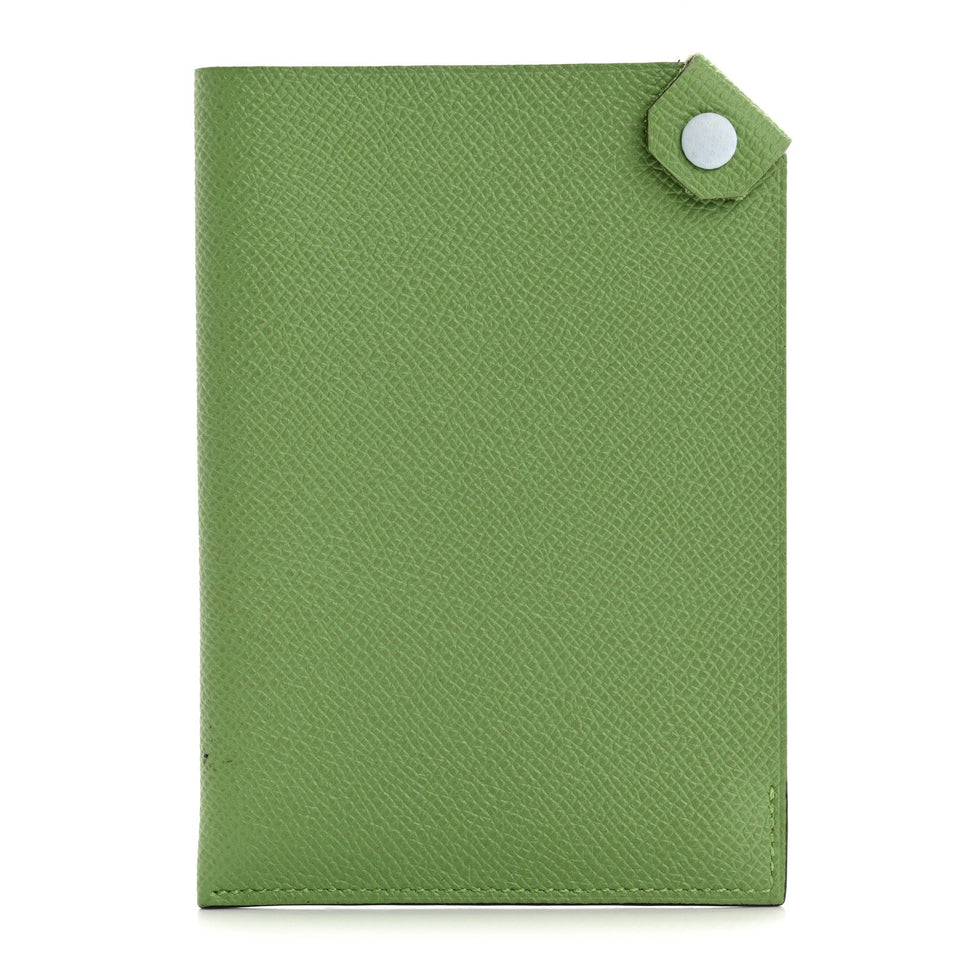 Hermes Epsom Tarmac Dot PM Passport Holder Vert Criquet Bleu Brume