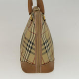 Luxury BurberrySs Nova Check Hand Bag PVC Leather 2way Beige Black Auth 58089