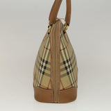 Luxury BurberrySs Nova Check Hand Bag PVC Leather 2way Beige Black Auth 58089
