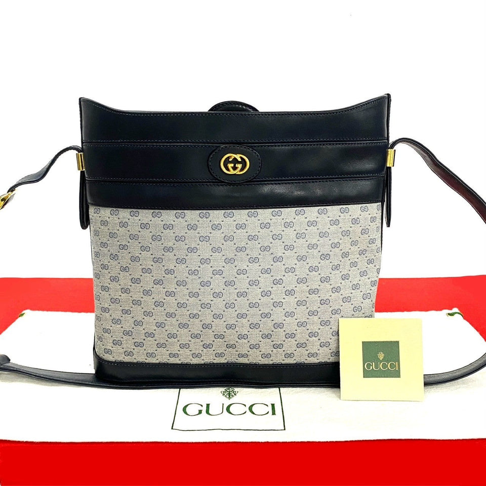 Gucci Shoulder Bag leather Navy