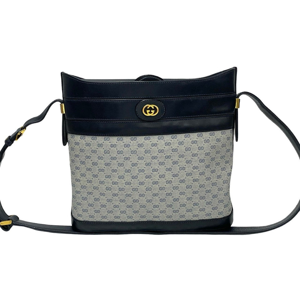 Gucci Shoulder Bag leather Navy