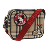 Luxury Burberry Nova Check Shoulder Bag Nylon Canvas Beige Auth 58996A