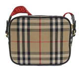 Luxury Burberry Nova Check Shoulder Bag Nylon Canvas Beige Auth 58996A