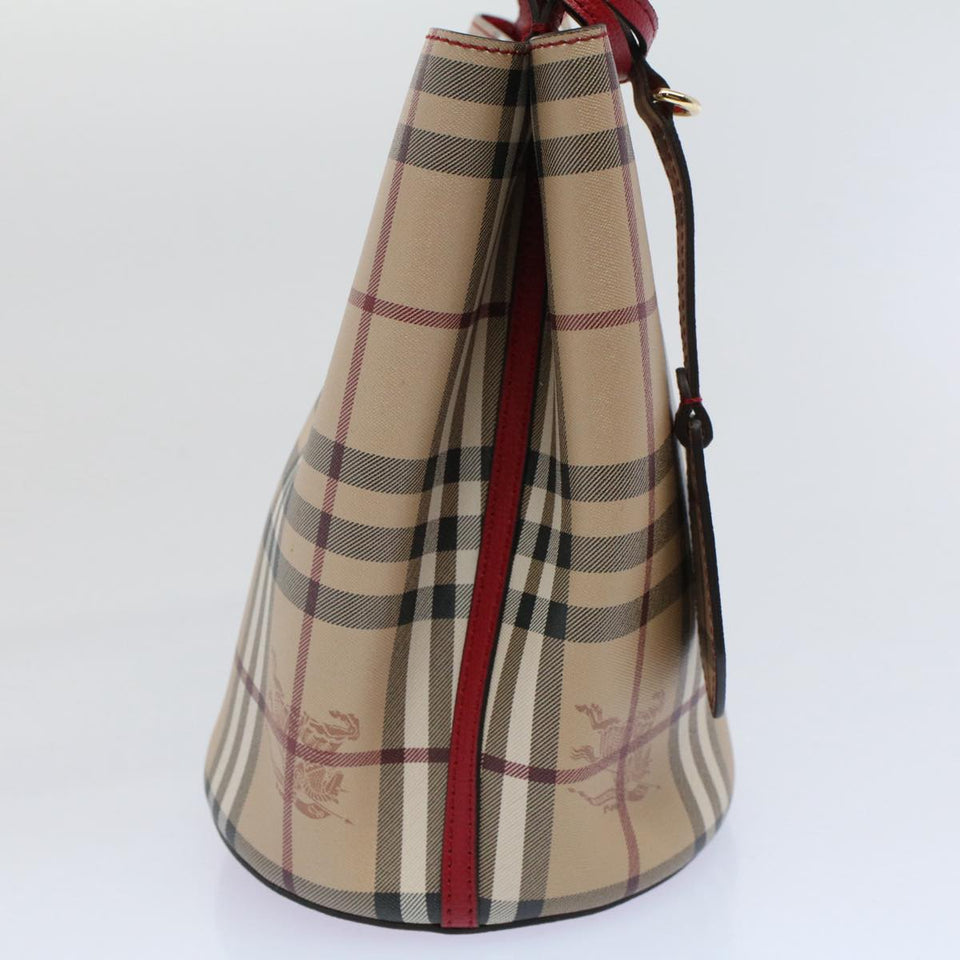 Luxury Burberry Nova Check Shoulder Bag Nylon Canvas Beige Auth 59021A