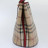 Luxury Burberry Nova Check Shoulder Bag Nylon Canvas Beige Auth 59021A