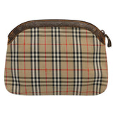 Luxury BurberrySs Nova Check Clutch Bag Nylon Canvas Beige Auth 59086