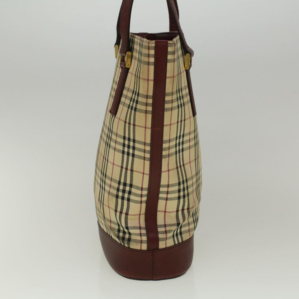 Luxury Burberry Nova Check Tote Bag Canvas Beige Auth 59255