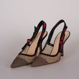 Christian Dior Mesh Plumetis Suede J'ADior Slingback 8cm Pumps 37.5 Beige/Black