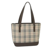 Luxury Burberry Nova Check Tote Bag Nylon Beige Auth 59816