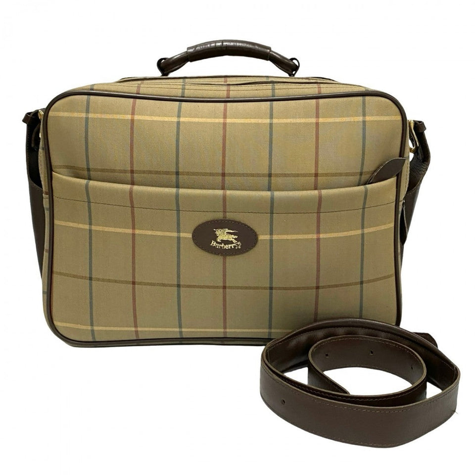 Burberry Shoulder Bag Canvas, Leather Brown Shadow Horse logo mens