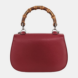 Gucci Bamboo 1947 Top Handle Bag Leather Medium Red Burgundy with Strap