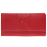 Gucci Long Wallet Purse 453390 leather Red Bifold GG embossed Women(Unisex)