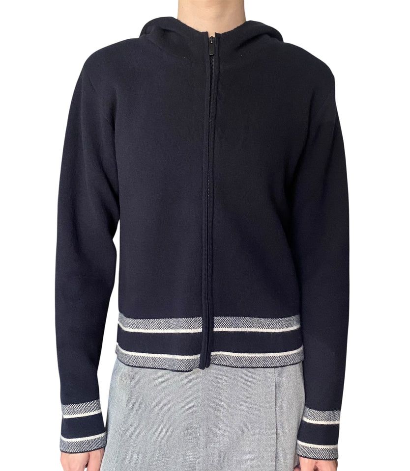 Christian Dior Navy Cashmere Logo Hoodie - US 4