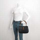 Gucci Bamboo 1947 Small Black Grained Leather Top Handle Bag