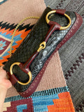 Gucci Horsebit 1955 Chain Bag Black Python and Burgundy Leather Large Shoulder Bag