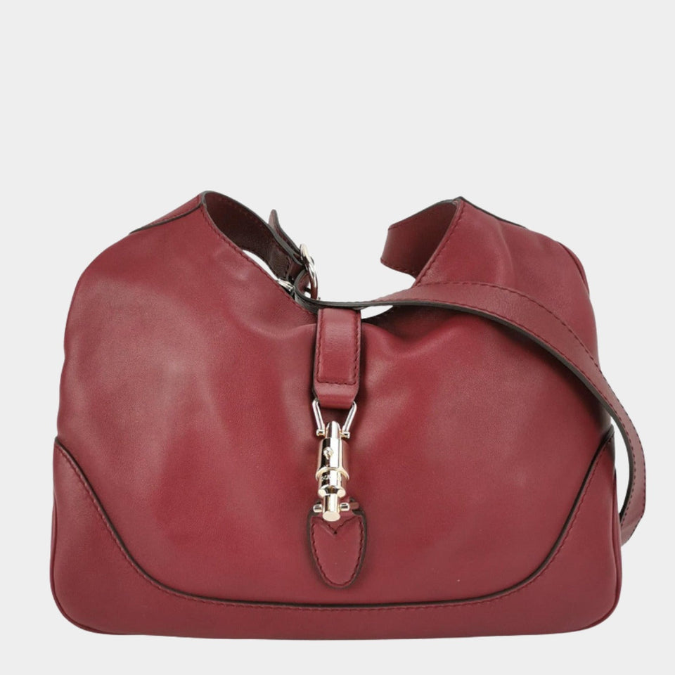 Gucci Jackie 1961 Soft Medium Leather Bag Burgundy Red