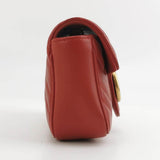 Gucci Marmont Super Mini Flap Leather Bag Red Leather