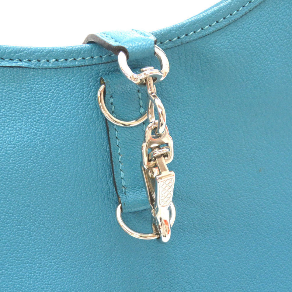 Hermes Shoulder Bag Shave Turquoise Trim 24 Women