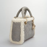 Christian Dior Lady Dior  2020 Mini Suede Shearling Cannage Lady Dior satchel