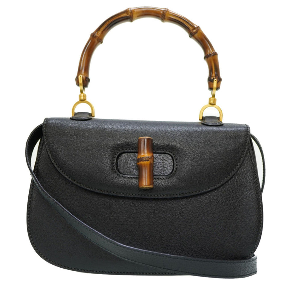 Gucci Handbag 000 46 0633 leather black Bamboo Women