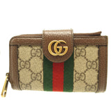 Gucci Card Case 699353 GG canvas, leather beige Compact wallet Ofidia GG Marmont Women